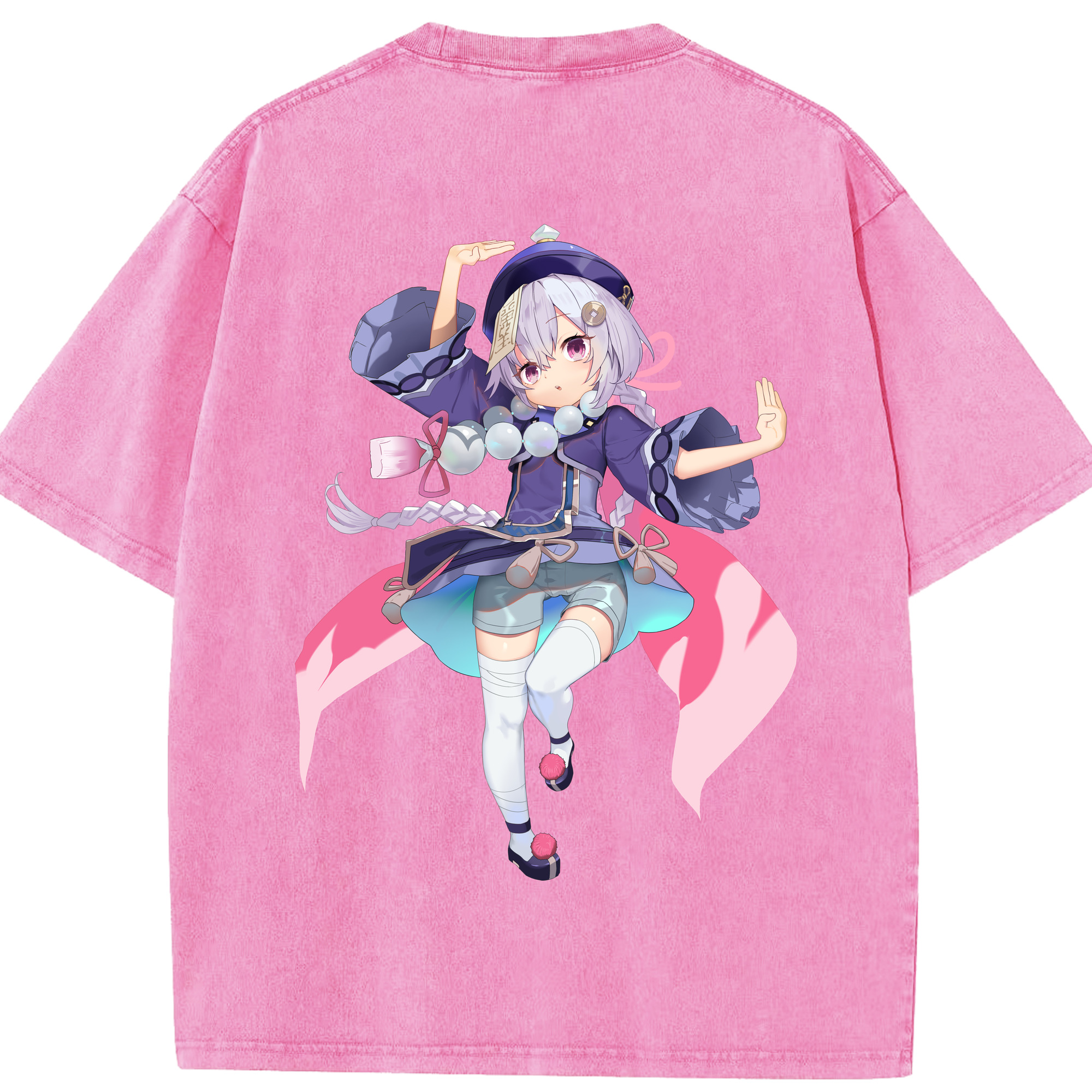 げんし神 七七 なな  genshin Nana 綿100% ヴィンテージ風 半袖Tシャツ（背面プリント）